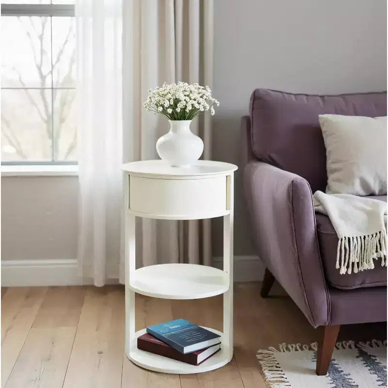 Table d'appoint ronde moderne à 3 niveaux Christopher Knight Home Alaric avec porte coulissante