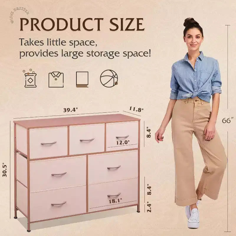 Meuble TV GALAXHERO avec 7 tiroirs, meuble console multimédia pour chambre, salon, entrée, cadre en acier et plateau en bois, compatible TV 45 pouces