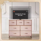 Meuble TV GALAXHERO avec 7 tiroirs, meuble console multimédia pour chambre, salon, entrée, cadre en acier et plateau en bois, compatible TV 45 pouces