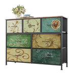 Meuble TV GALAXHERO avec 7 tiroirs, meuble console multimédia pour chambre, salon, entrée, cadre en acier et plateau en bois, compatible TV 45 pouces