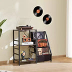 Meuble pour platine vinyle VEVOR avec station de charge et ports USB, peut contenir jusqu'à 200 albums, support de tourne-disque à 3 niveaux avec rangement pour disques vinyles, noir
