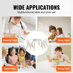 Ensemble Table et 2 Chaises Enfants VEVOR, Table Multi-Activités pour Enfants pour Dessin, Bricolage, Lecture, Apprentissage, 1 Table et 2 Chaises, Blanc