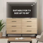 TROPOW 6 Commode pour chambre à coucher, commode autonome de 132 cm de large avec rangement, commode de rangement en bois pour salon, chambre à coucher, entrée