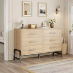 TROPOW 6 Commode pour chambre à coucher, commode autonome de 132 cm de large avec rangement, commode de rangement en bois pour salon, chambre à coucher, entrée