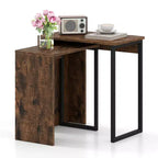Costway Set of 2,Nesting Coffee Table 2-in-1 Faux Wood Top Sofa Side Table Rustic Brown