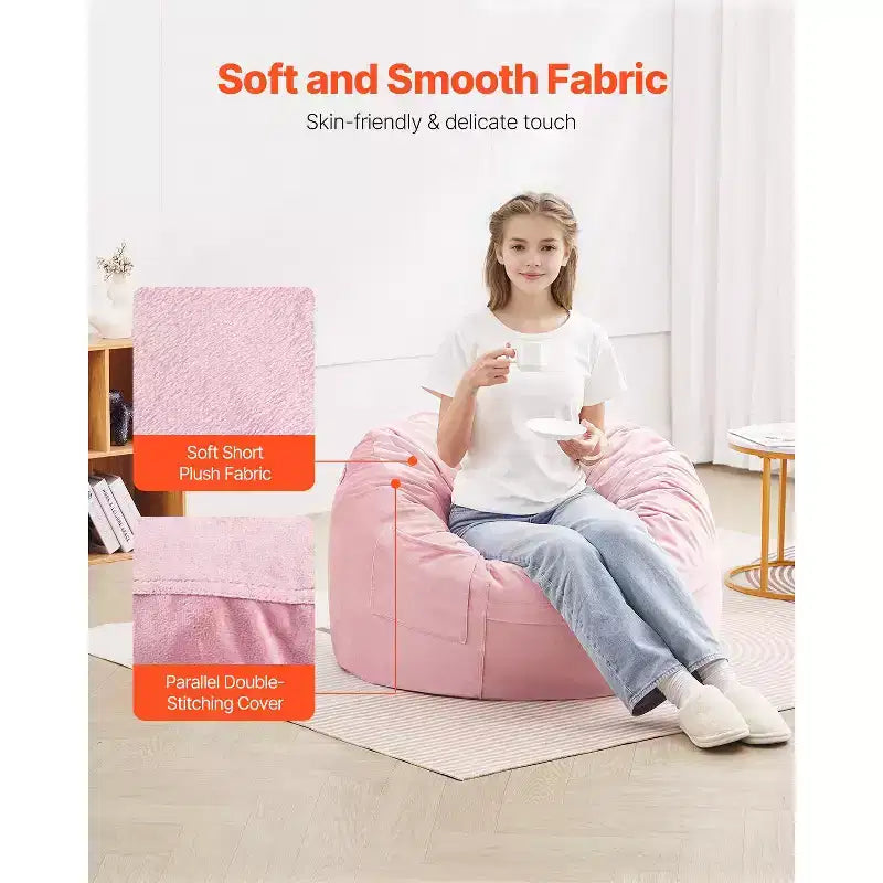 Pouf VEVOR, pouf rond de 91 cm avec housse amovible et lavable, rempli de mousse à mémoire de forme 25D avec velours hollandais doux et lisse, rose