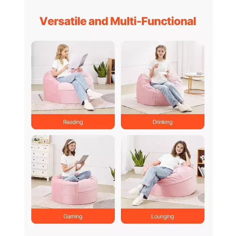 Pouf VEVOR, pouf rond de 91 cm avec housse amovible et lavable, rempli de mousse à mémoire de forme 25D avec velours hollandais doux et lisse, rose