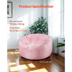Pouf VEVOR, pouf rond de 91 cm avec housse amovible et lavable, rempli de mousse à mémoire de forme 25D avec velours hollandais doux et lisse, rose
