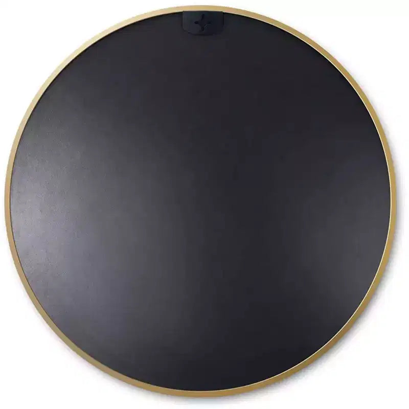 Miroir de courtoisie rond moderne en métal doré pour salle de bain - Mural