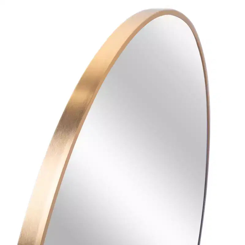 Miroir de courtoisie rond moderne en métal doré pour salle de bain - Mural