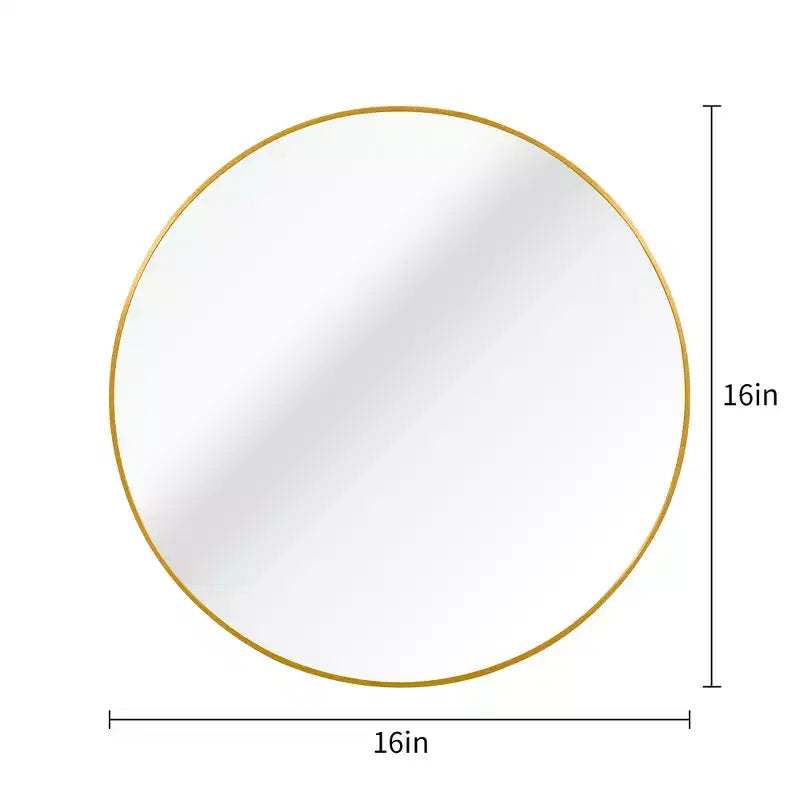 Miroir de courtoisie rond moderne en métal doré pour salle de bain - Mural
