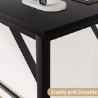 DobleePy Console Table de 99 cm noire avec station de charge, table d'entrée étroite avec pieds en métal pour couloir, dos de canapé, appartement