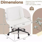 VINGLI Chaise de Bureau Confortable sans Accoudoirs Criss Cross Épaisse Rembourrée avec Base à Double Usage, Chaise de Coiffeuse Pivotante Réglable et Moderne, Roulettes, PU Ciré