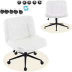VINGLI Chaise de Bureau Confortable sans Accoudoirs Criss Cross Épaisse Rembourrée avec Base à Double Usage, Chaise de Coiffeuse Pivotante Réglable et Moderne, Roulettes, PU Ciré