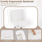 VINGLI Chaise de Bureau Confortable sans Accoudoirs Criss Cross Épaisse Rembourrée avec Base à Double Usage, Chaise de Coiffeuse Pivotante Réglable et Moderne, Roulettes, PU Ciré