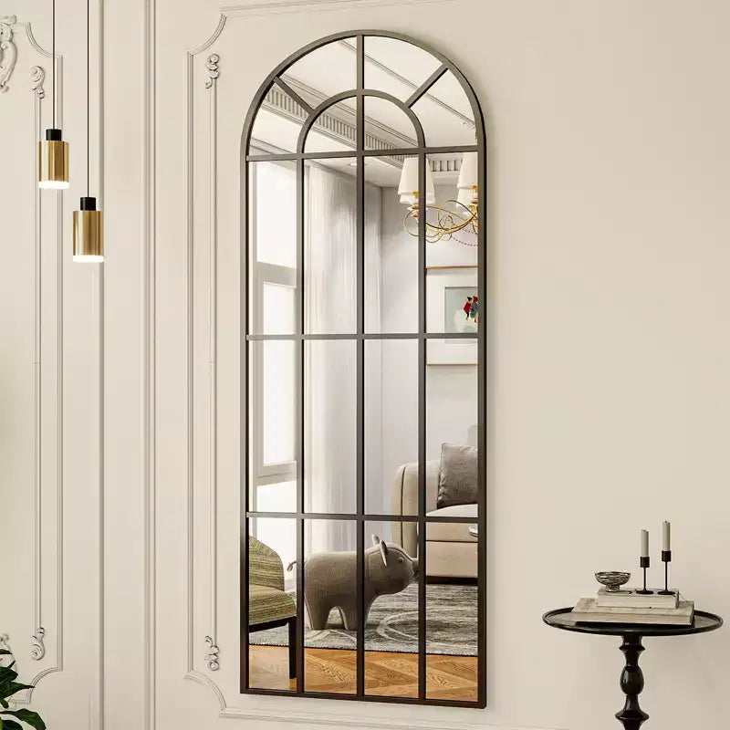 Miroir de sol arqué BEAUTYPEAK Panneau de fenêtre 69x25 Miroirs pleine longueur