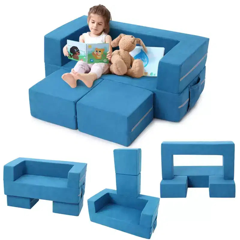 Canapé de jeu pour enfants, canapé modulaire 3 pièces pour salle de jeux et chambre à coucher, canapé de jeu convertible en mousse pour enfants avec housse amovible