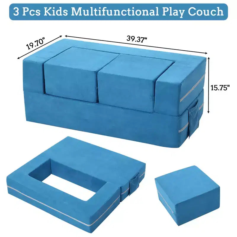 Canapé de jeu pour enfants, canapé modulaire 3 pièces pour salle de jeux et chambre à coucher, canapé de jeu convertible en mousse pour enfants avec housse amovible