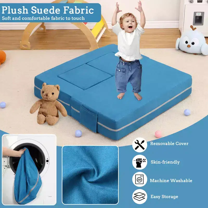 Canapé de jeu pour enfants, canapé modulaire 3 pièces pour salle de jeux et chambre à coucher, canapé de jeu convertible en mousse pour enfants avec housse amovible