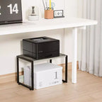 VINGLI Support d'imprimante modulable avec rangement, étagère de bureau sous le bureau pour télécopieur photocopieur scanner (Gris rustique)