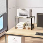 VINGLI Support d'imprimante modulable avec rangement, étagère de bureau sous le bureau pour télécopieur photocopieur scanner (Gris rustique)
