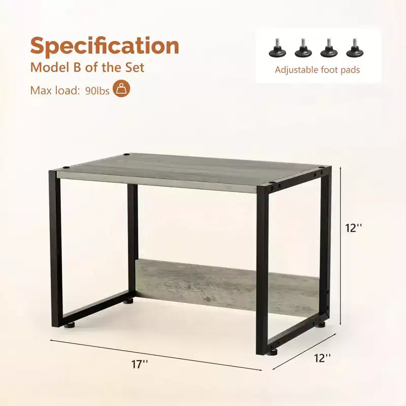 VINGLI Support d'imprimante modulable avec rangement, étagère de bureau sous le bureau pour télécopieur photocopieur scanner (Gris rustique)