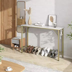 9.1 Console étroite avec prises, Table de canapé derrière le canapé pour salon, Table de couloir industrielle pour entrée, Foyer-Or