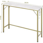 9.1 Console étroite avec prises, Table de canapé derrière le canapé pour salon, Table de couloir industrielle pour entrée, Foyer-Or