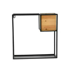 Étagère murale en métal Storied Home avec boîte en bois, noire