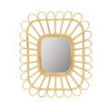 Storied Home Woven Rattan Petal Framed Wall Mirror, Natural