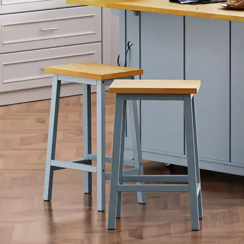 Tabourets de bar Whisen en bois massif, lot de 2 de 25,6 po, tabourets de comptoir de ferme avec repose-pieds