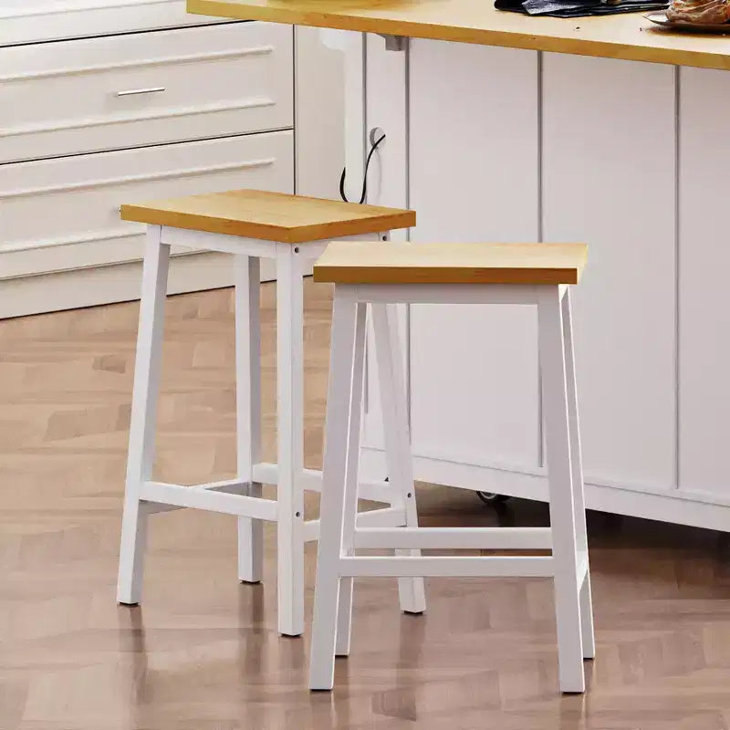 Tabourets de bar Whisen en bois massif, lot de 2 de 25,6 po, tabourets de comptoir de ferme avec repose-pieds