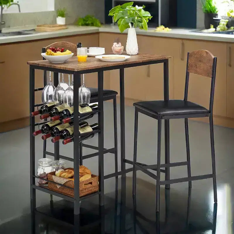 Lot de tabourets de bar, tabourets de bar rembourrés avec pieds en métal, repose-pieds et dossier, assise en PU, chaises hauteur cuisine