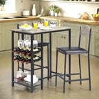 Bar Stools Set of , Upholstered Barstools with Metal Legs, Footrest & Backrest, PU Seat, Kitchen Height Chairs