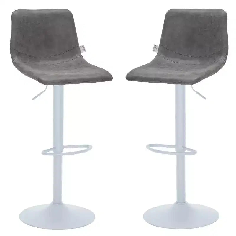 Tabourets de bar LeisureMod Tilbury avec base en fer blanc, tabourets de comptoir réglables en hauteur avec siège en cuir, fonction pivotante et repose-pieds, lot de 2