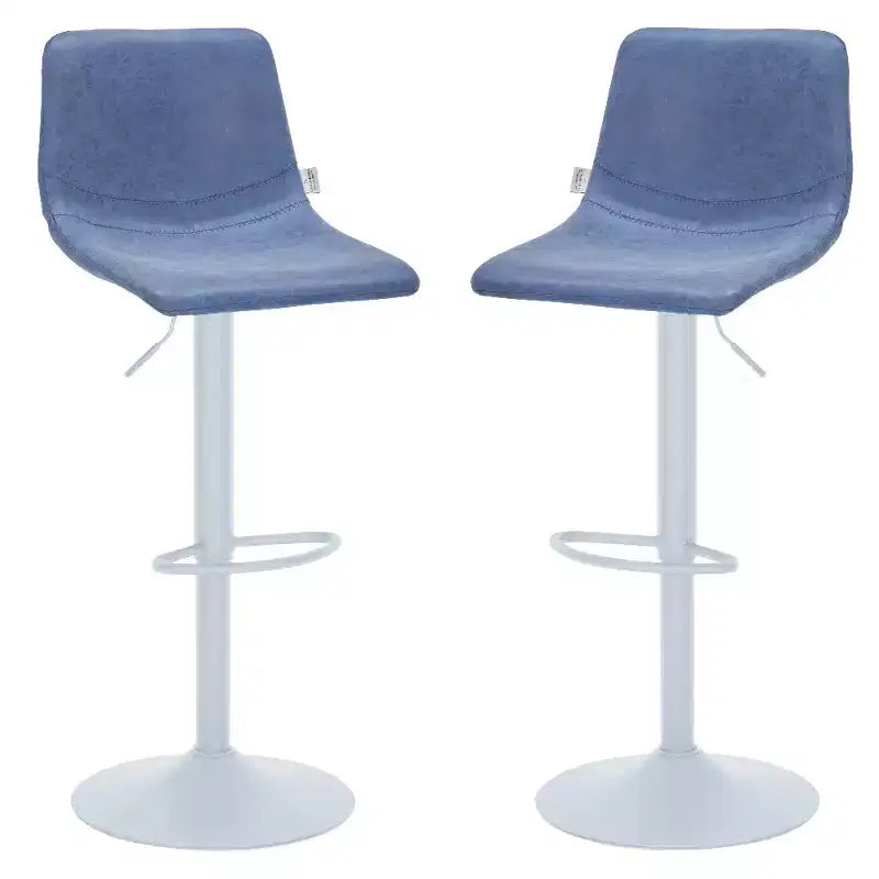Tabourets de bar LeisureMod Tilbury avec base en fer blanc, tabourets de comptoir réglables en hauteur avec siège en cuir, fonction pivotante et repose-pieds, lot de 2