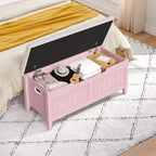 Banc de rangement GustoWave, Coffre de rangement en bois de 100 cm avec 2 charnières de sécurité, Banc d'entrée avec couvercle à charnière, Grand coffre pour salon, chambre à coucher