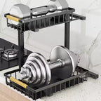 Organisateur sous évier, étagère coulissante en métal pour armoire, organisateur et rangement de cuisine et salle de bain avec 2 tiroirs coulissants pour épices.