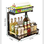 Organisateur sous évier, étagère coulissante en métal pour armoire, organisateur et rangement de cuisine et salle de bain avec 2 tiroirs coulissants pour épices.