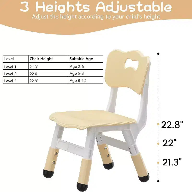 Acekool Chaise Enfant Réglable en Hauteur sur 3 Niveaux, Lot de 2, pour 2 à 6 Ans avec Pieds Antidérapants et Dossier Ergonomique