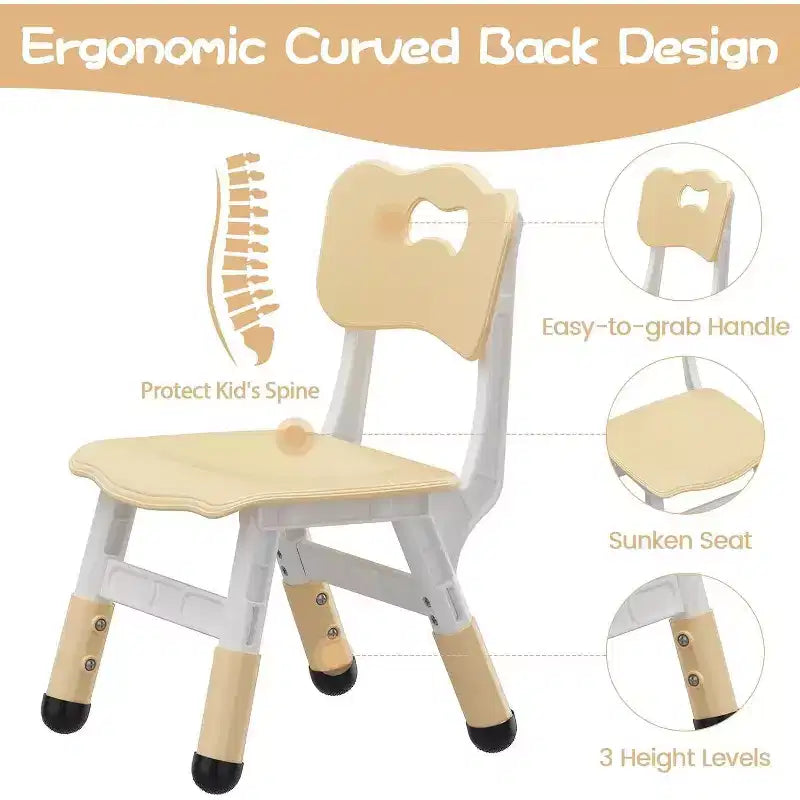Acekool Chaise Enfant Réglable en Hauteur sur 3 Niveaux, Lot de 2, pour 2 à 6 Ans avec Pieds Antidérapants et Dossier Ergonomique