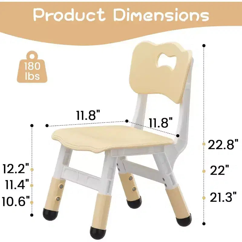 Acekool Chaise Enfant Réglable en Hauteur sur 3 Niveaux, Lot de 2, pour 2 à 6 Ans avec Pieds Antidérapants et Dossier Ergonomique