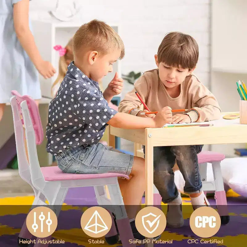 Acekool Chaise Enfant Réglable en Hauteur sur 3 Niveaux, Lot de 2, pour 2 à 6 Ans avec Pieds Antidérapants et Dossier Ergonomique
