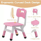 Acekool Chaise Enfant Réglable en Hauteur sur 3 Niveaux, Lot de 2, pour 2 à 6 Ans avec Pieds Antidérapants et Dossier Ergonomique