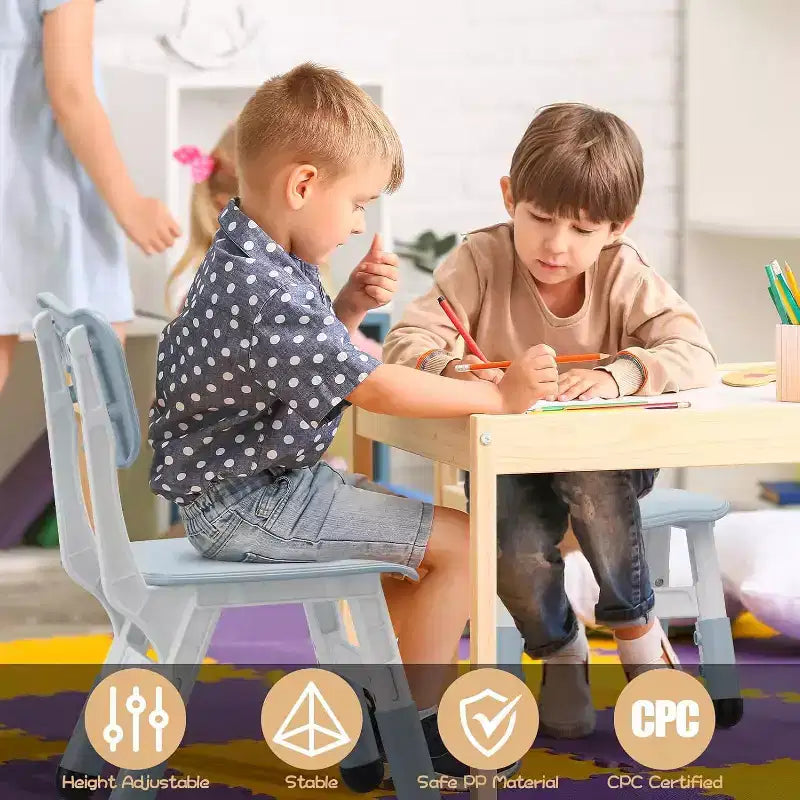 Acekool Chaise Enfant Réglable en Hauteur sur 3 Niveaux, Lot de 2, pour 2 à 6 Ans avec Pieds Antidérapants et Dossier Ergonomique