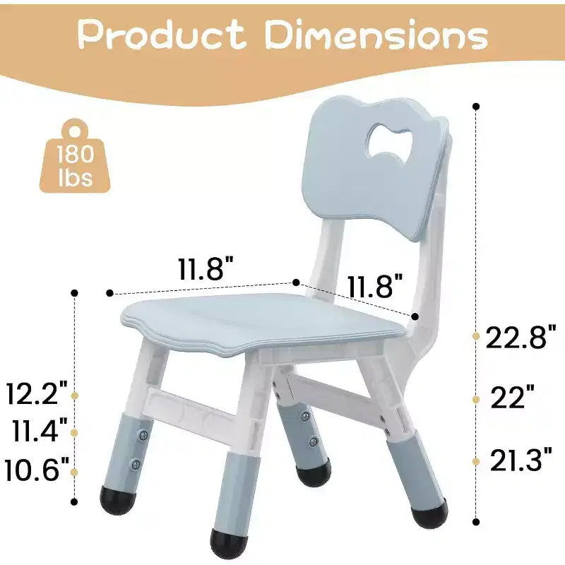 Acekool Chaise Enfant Réglable en Hauteur sur 3 Niveaux, Lot de 2, pour 2 à 6 Ans avec Pieds Antidérapants et Dossier Ergonomique
