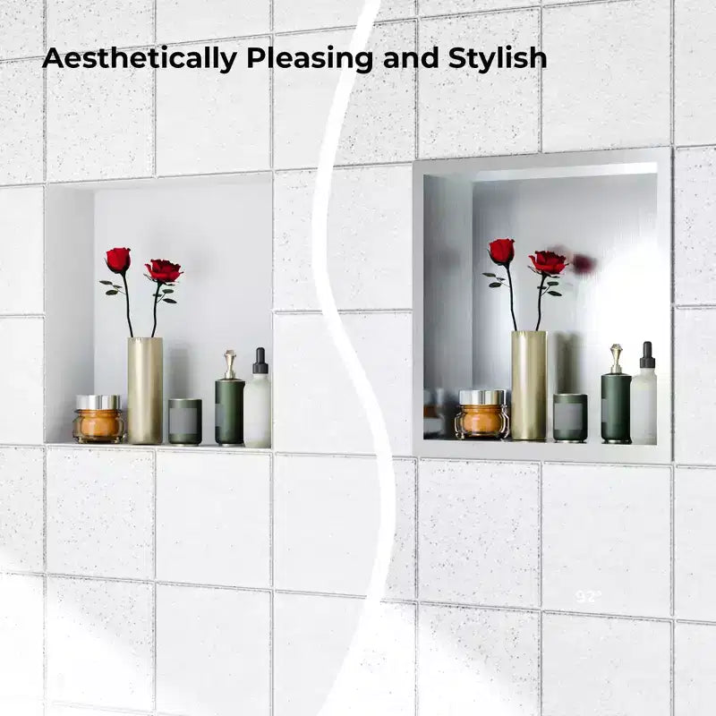 Niche de douche en acier inoxydable, organiseur mural de salle de bain encastré 304 pour douche