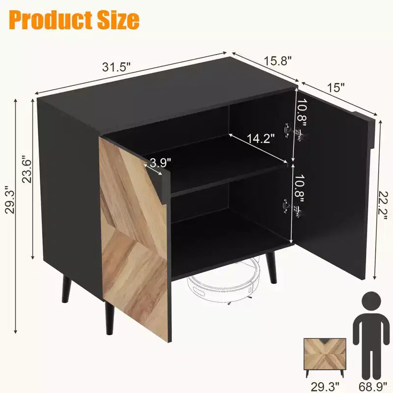 Meuble de Rangement en Bois, Buffet Autonome avec Rangement, Meubles d'Appoint pour Salon, Salle à Manger,