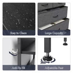 Commode à 5 tiroirs en tissu avec plateau en bois - Organiseur de rangement robuste à cadre métallique pour chambre, couloir, entrée