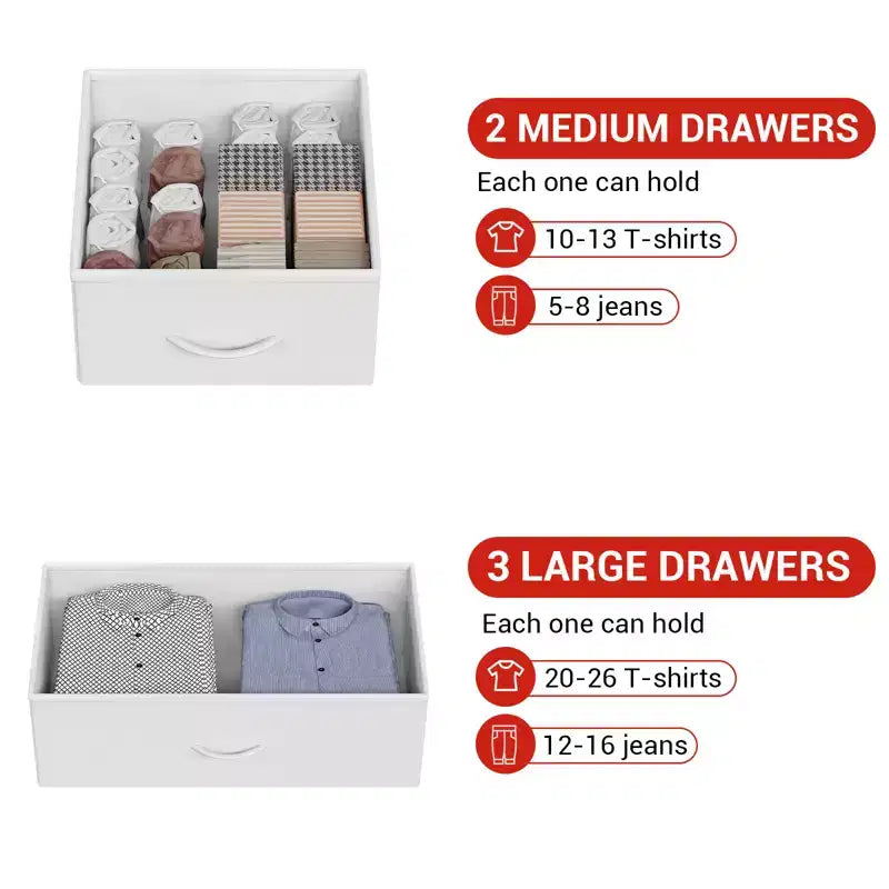 Commode à 5 tiroirs en tissu avec plateau en bois - Organiseur de rangement robuste à cadre métallique pour chambre, couloir, entrée